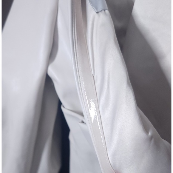 EVER NEW Henley Puff Sleeve Mini Dress Size US 10 Petite Stone Vegan Leather - Picture 10 of 10